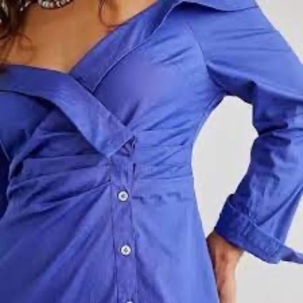 Free People | After Hours Mini Shirt Dress Endless Summer Canyon Iris Small - Picture 2 of 5
